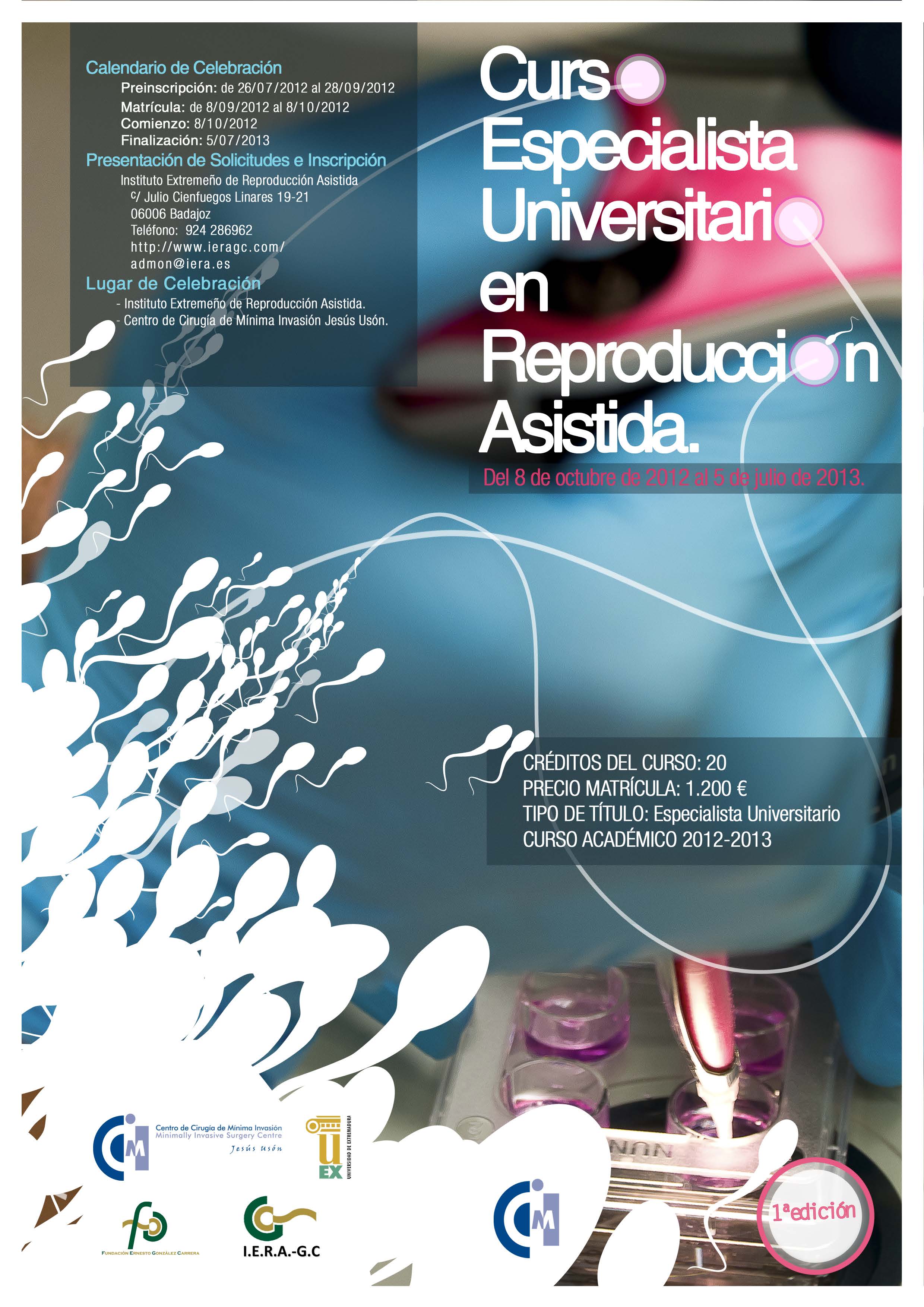 IERA-GC y el CCMIJU organizan el primer Cuso de Especialista Universitario en Reproducción Asistida (CEURA)